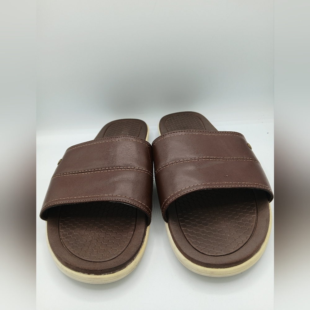 Flex Step Men's Slides, Brown  Size 13 M